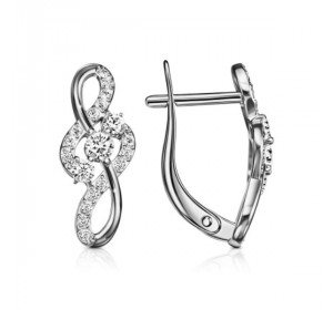Серебряные cерьги классические с фианитом