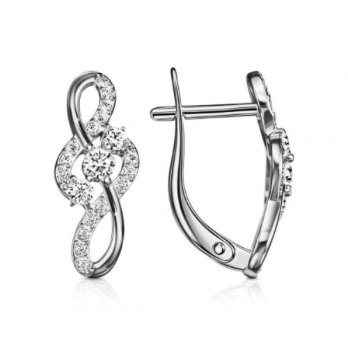 Серебряные cерьги классические с фианитом