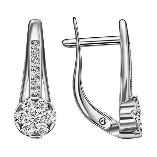 Серебряные cерьги классические с фианитом