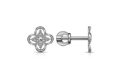 Серебряные cерьги пусеты (гвоздики) с фианитом