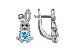 Серебряные cерьги классические с фианитом