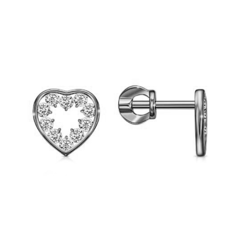 Серебряные cерьги пусеты (гвоздики) с фианитом