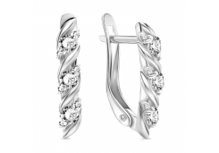 Серебряные cерьги классические с фианитом