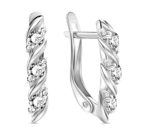 Серебряные cерьги классические с фианитом