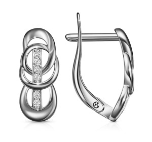 Серебряные cерьги классические с фианитом