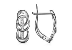 Серебряные cерьги классические с фианитом