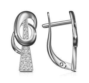 Серебряные cерьги классические с фианитом