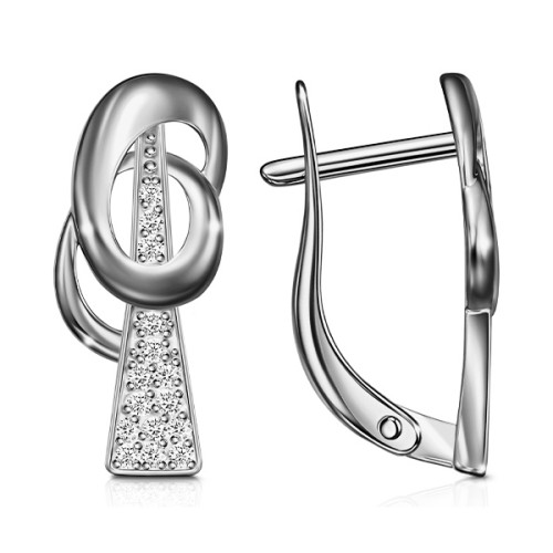 Серебряные cерьги классические с фианитом