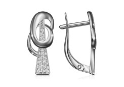 Серебряные cерьги классические с фианитом