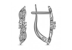 Серебряные cерьги классические с фианитом