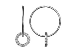 Серебряные cерьги конго с фианитом