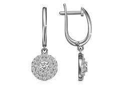 Серебряные cерьги висячие с фианитом