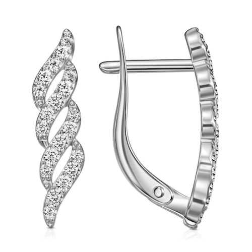 Серебряные cерьги классические с фианитом