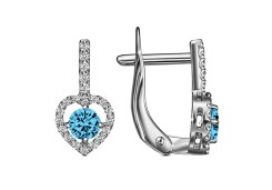 Серебряные cерьги классические с фианитом