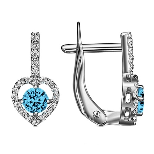 Серебряные cерьги классические с фианитом