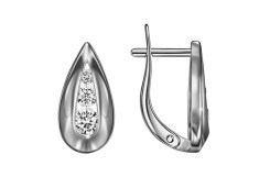 Серебряные cерьги классические с фианитом