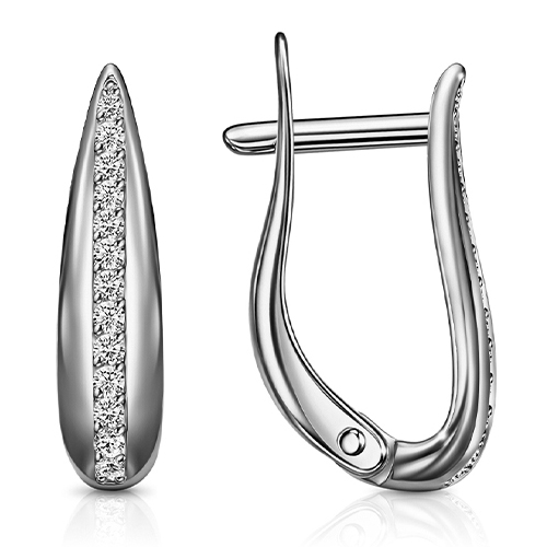 Серебряные cерьги классические с фианитом