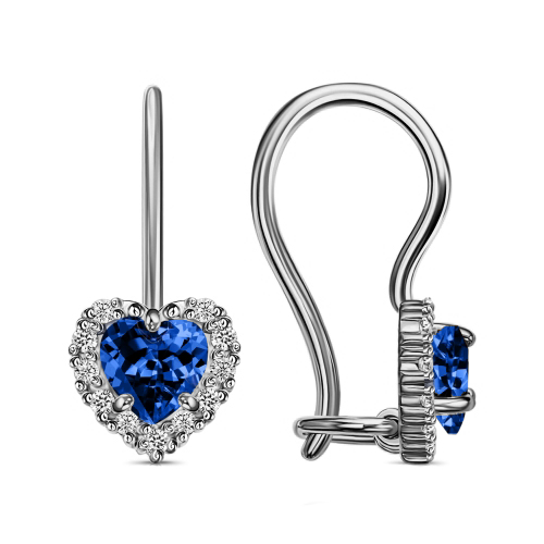 Серебряные cерьги классические с фианитом