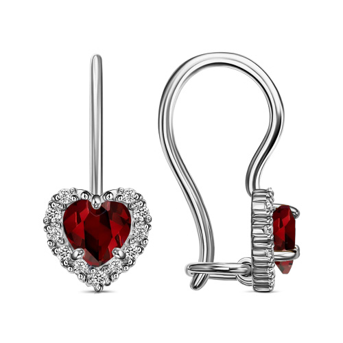 Серебряные cерьги классические с фианитом