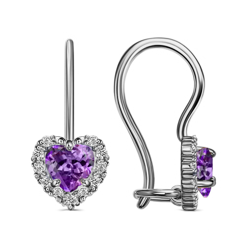 Серебряные cерьги классические с фианитом