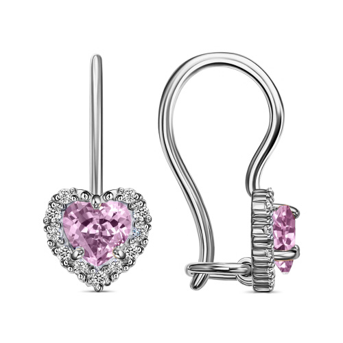 Серебряные cерьги классические с фианитом