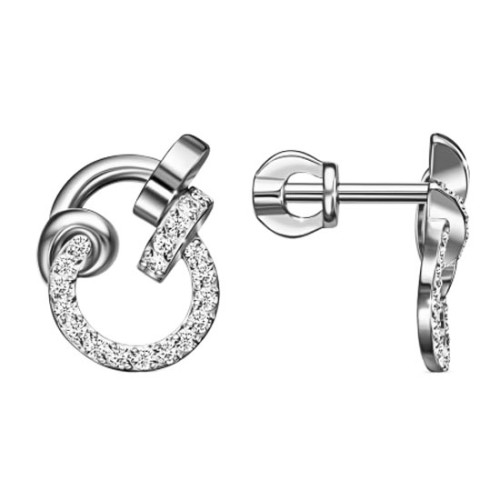 Серебряные cерьги пусеты (гвоздики) с фианитом