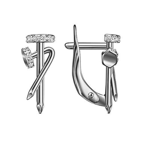 Серебряные cерьги классические с фианитом