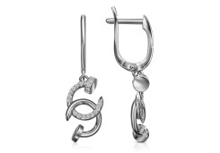 Серебряные cерьги висячие с фианитом