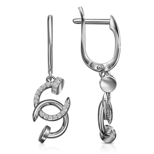 Серебряные cерьги висячие с фианитом