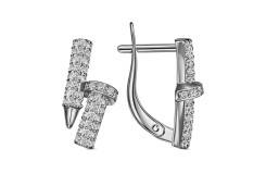 Серебряные cерьги классические с фианитом