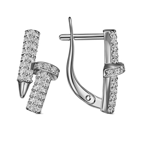 Серебряные cерьги классические с фианитом