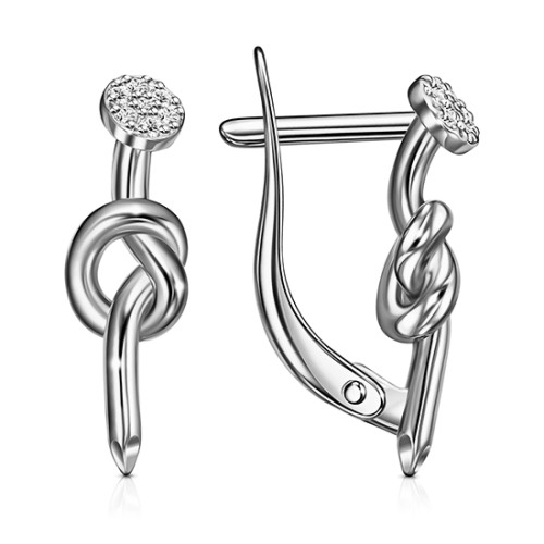 Серебряные cерьги классические с фианитом