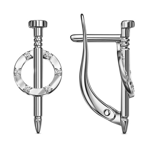 Серебряные cерьги классические с фианитом