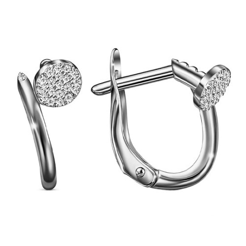 Серебряные cерьги классические с фианитом
