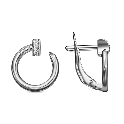 Серебряные cерьги классические с фианитом