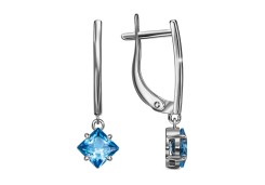 Серебряные cерьги висячие с фианитом