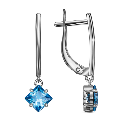 Серебряные cерьги висячие с фианитом