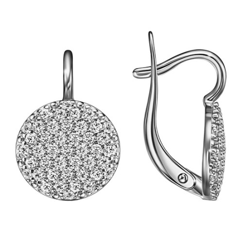 Серебряные cерьги классические с фианитом