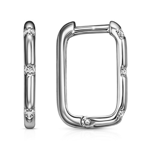 Серебряные cерьги классические с фианитом