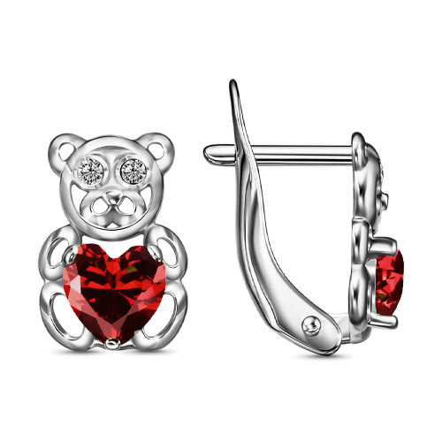 Серебряные cерьги классические с фианитом