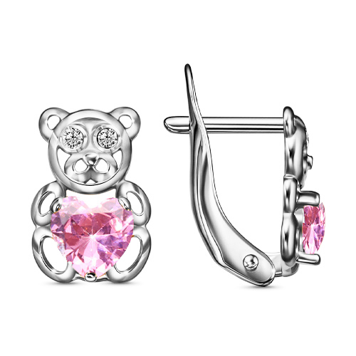 Серебряные cерьги классические с фианитом