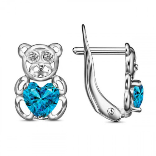 Серебряные cерьги классические с фианитом