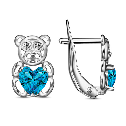 Серебряные cерьги классические с фианитом