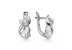 Серебряные cерьги классические с фианитом