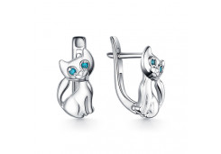 Серебряные cерьги классические с фианитом