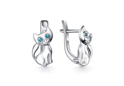 Серебряные cерьги классические с фианитом