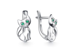 Серебряные cерьги классические с фианитом