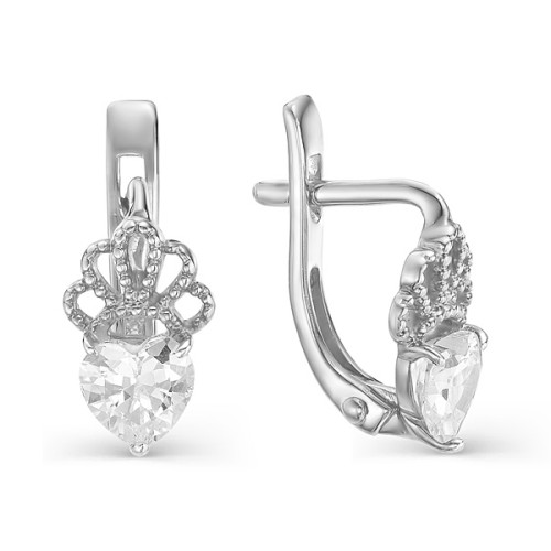 Серебряные cерьги классические с фианитом