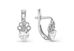 Серебряные cерьги классические с фианитом