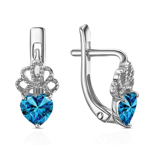 Серебряные cерьги классические с фианитом